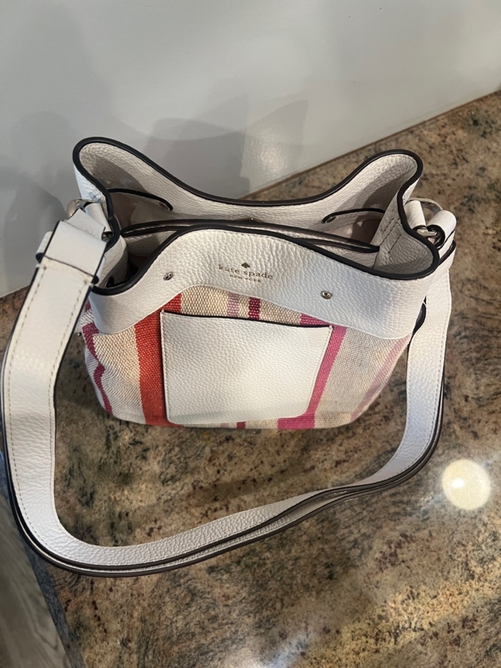 Kate Spade Leather-Trim Striped Bucket Bag NWT - Picture 4 of 7